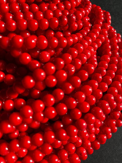 Natural Red Bamboo Coral 2mm 4mm 6mm 8mm 10mm Round Beads, Gorgeous Red Bamboo Coral Gemstone Bead, Full Strand 15.5"