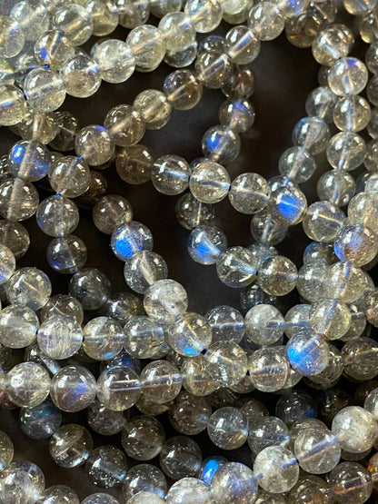 AAA Natural Labradorite Gemstone Bead 4mm 6mm 8mm 10mm 12mm Round Bead, Natural Gray Blue Flash Labradorite Gemstone Beads