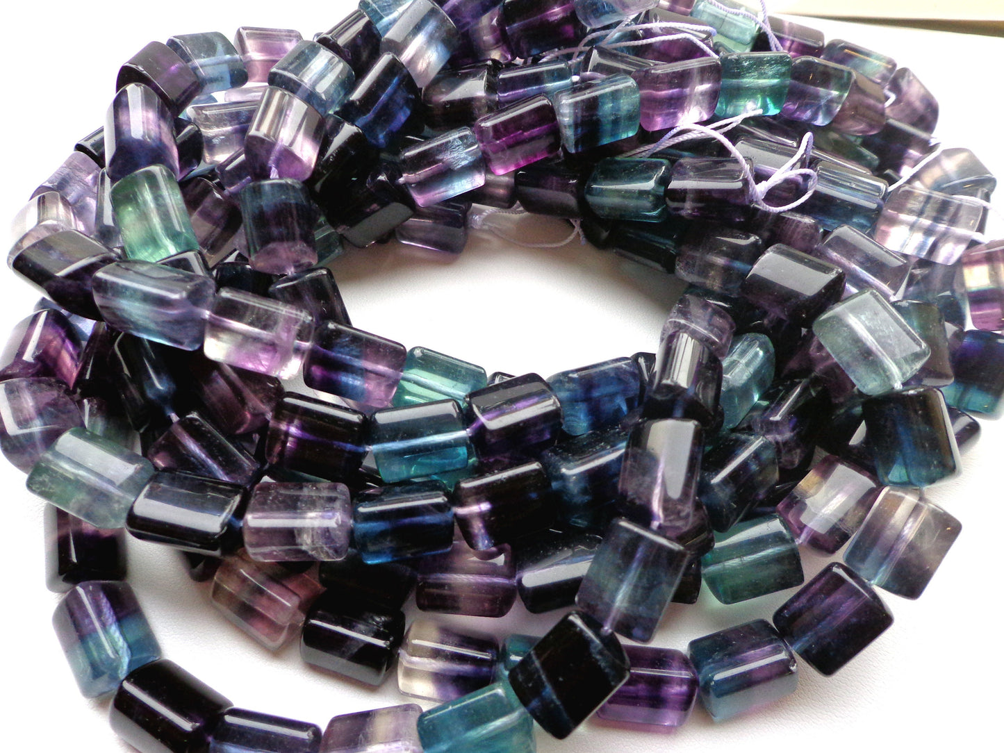 Natural Fluorite Gemstone Beads 12x8mm Triangular Prism Shape, Beautiful Natural Purple Green Color Fluorite Gemstone Beads