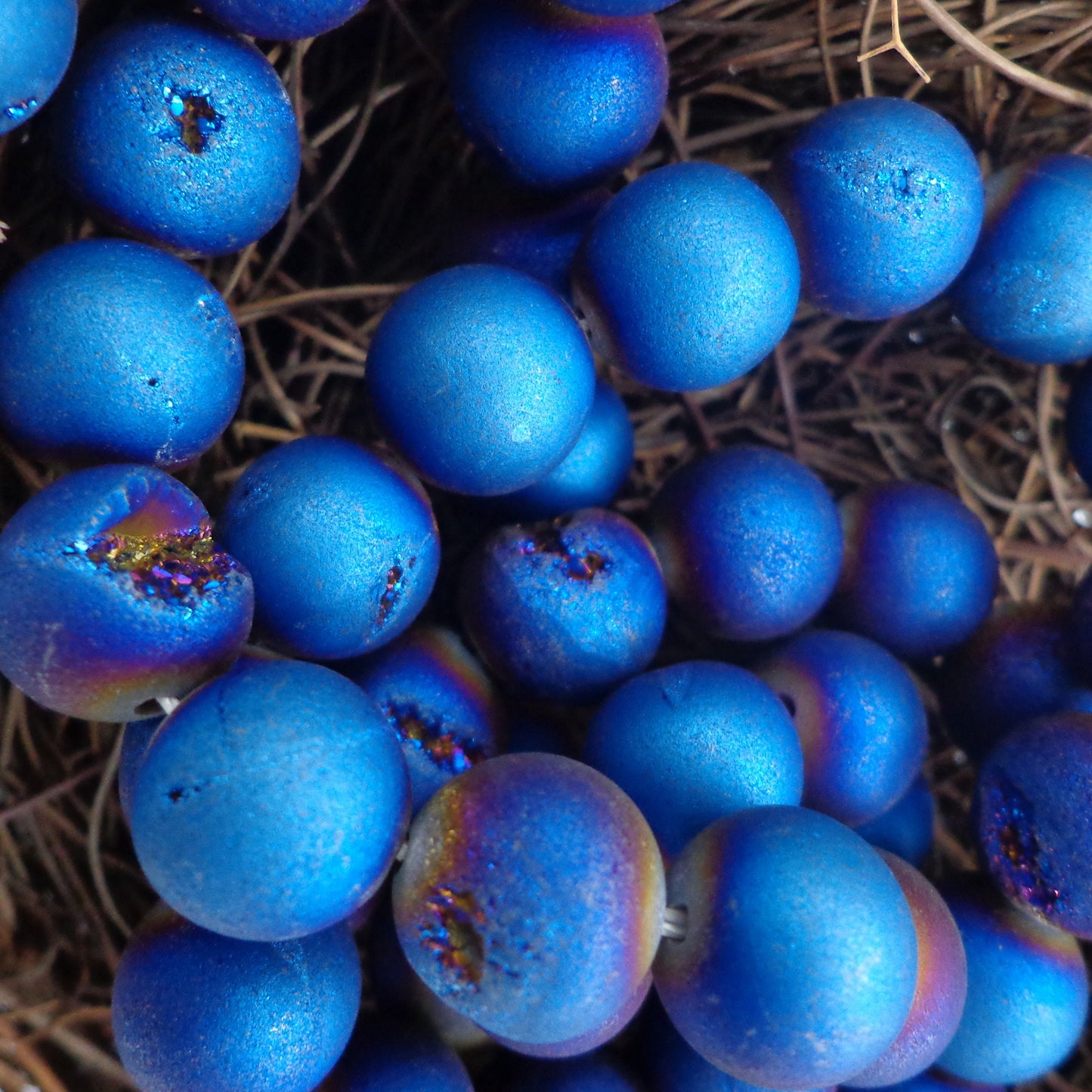 NATURAL Gemstone Druzy Agate Beads, Blue Smooth Round, Matte Finish 6mm 8mm 10mm 12mm Druzy Agate Beads