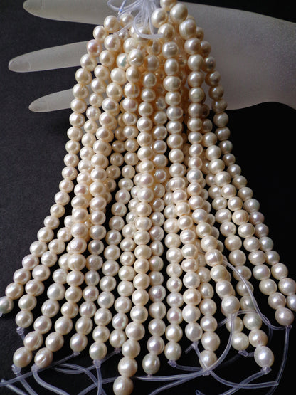 LARGE-HOLE beads!!! 6,8,10,11-12mm Smooth-finished round. 2mm hole. 8" strands. Pearl Big Hole Beads