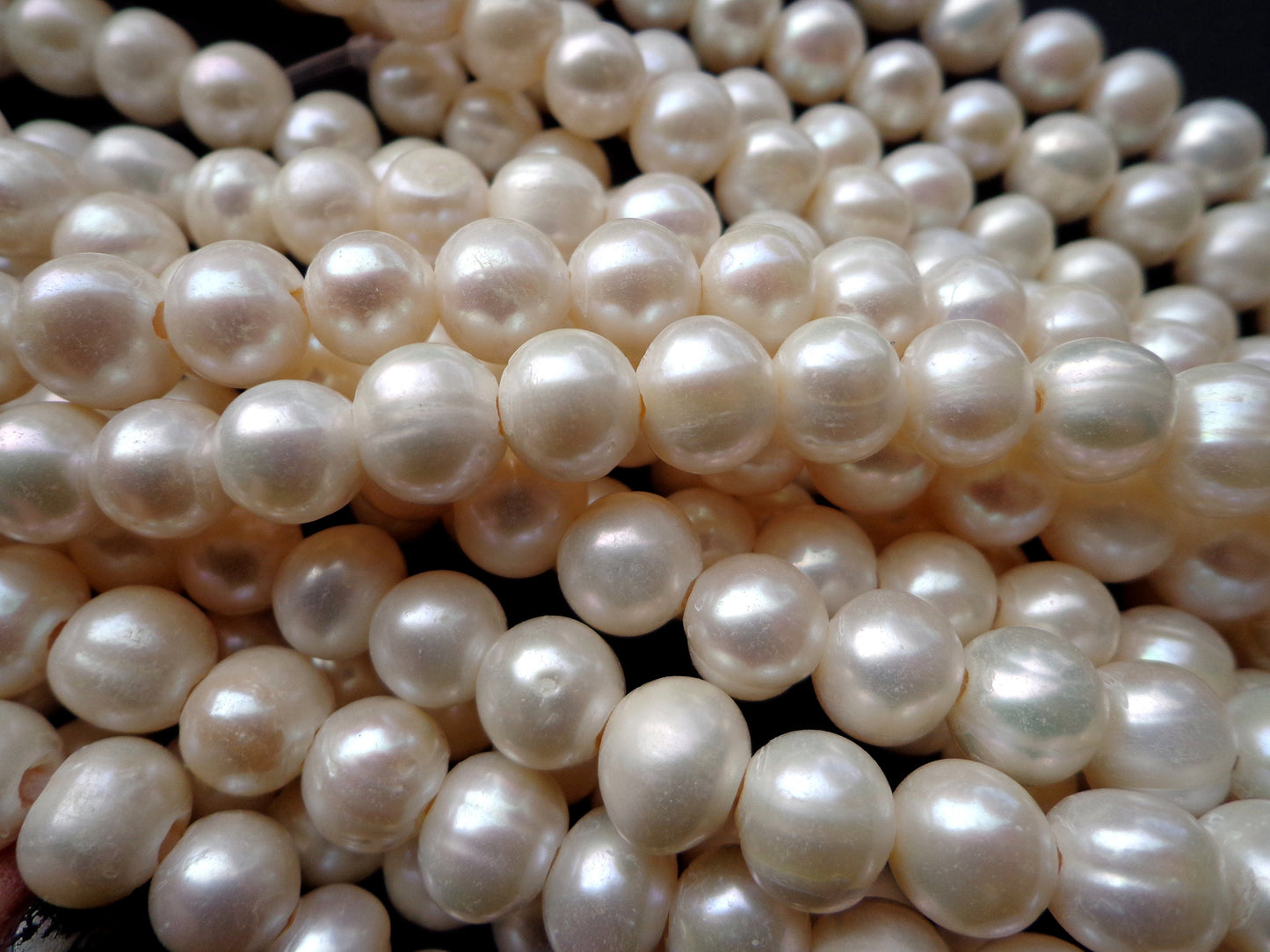LARGE-HOLE beads!!! 6,8,10,11-12mm Smooth-finished round. 2mm hole. 8" strands. Pearl Big Hole Beads