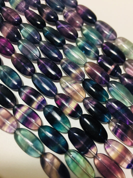 AAA Natural Fluorite Gemstone Bead 14x10mm Oval Shape, Beautiful Natural Purple Green Color Fluorite Gemstone Beads