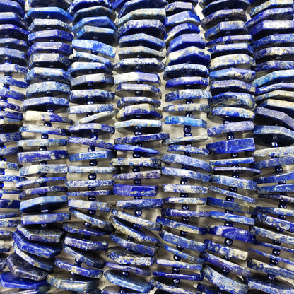Natural Blue Lapis Pinwheel 19mm Full Strand 16" Gorgeous Deep Blue Color Great for Jewelry Making