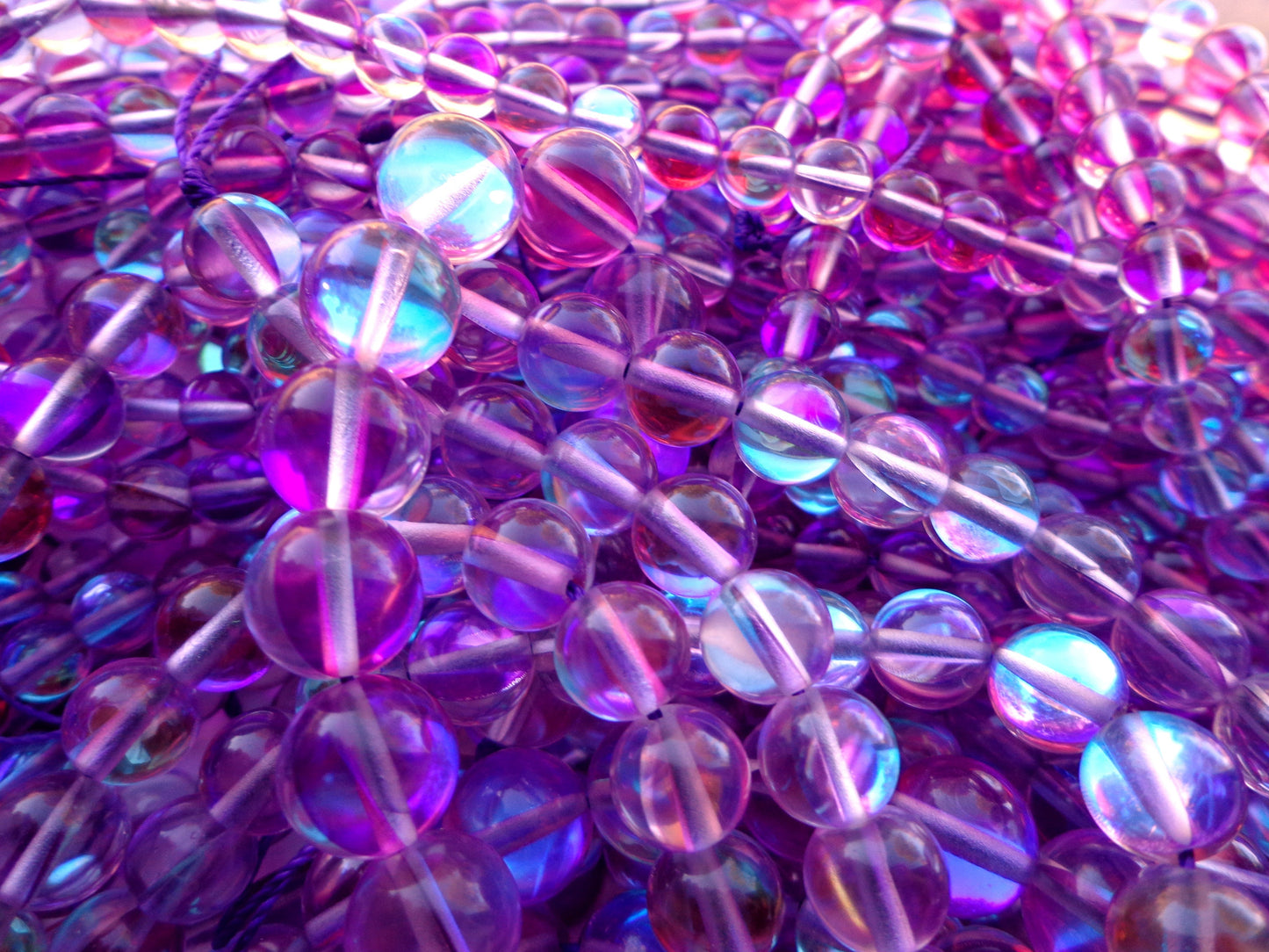 Mermaid Glass Beads 6mm 8mm 10mm Round Beads, Beautiful Rainbow Purple Beads, Great Quality Beads, Full Strand 15.5"