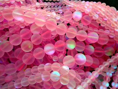 Mermaid Glass Beads 6mm 8mm 10mm 12mm MATTE Round Beads, Gorgeous Pink Matte Mermaid Glass Beads, Great Quality