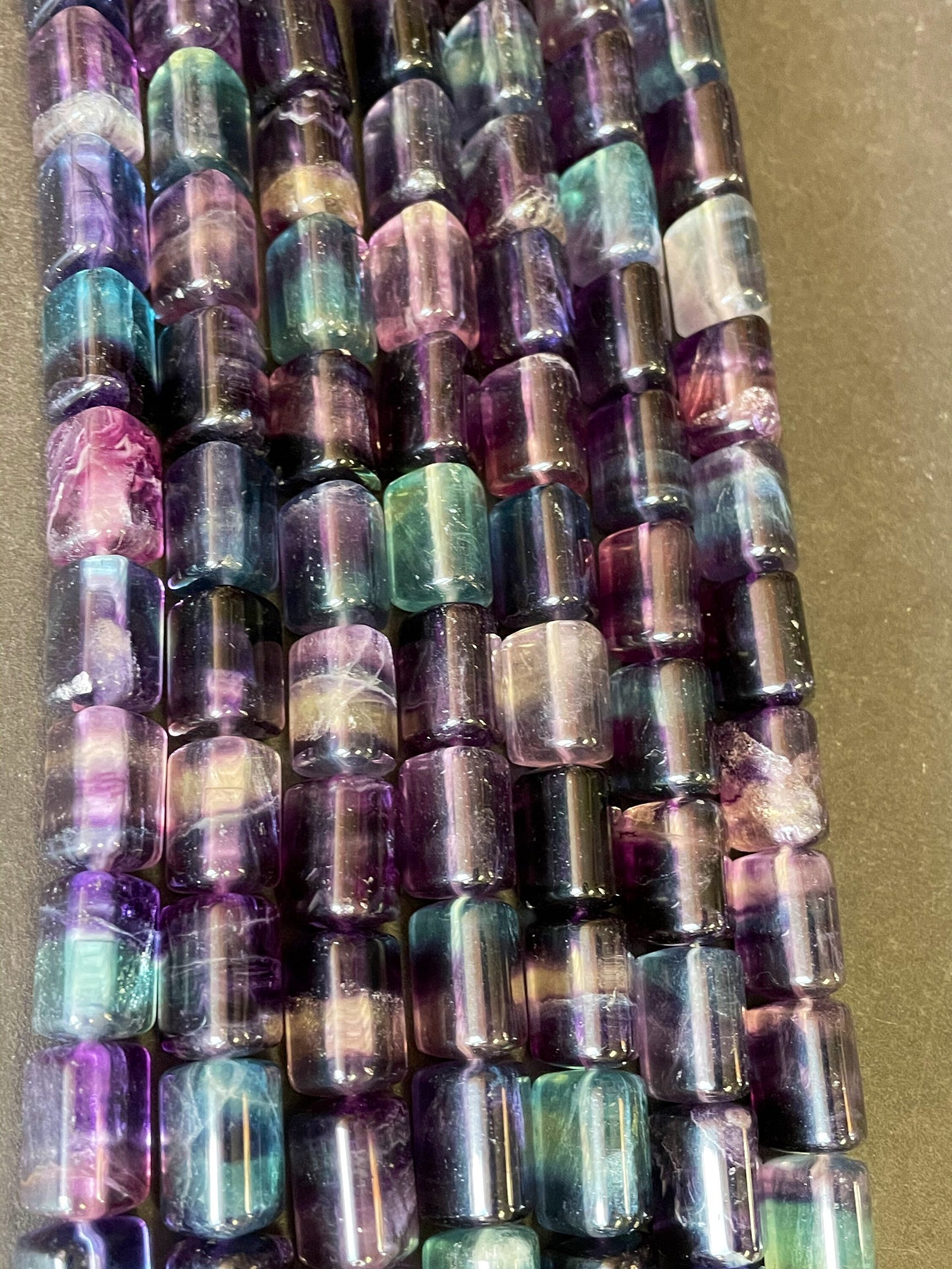 AAA Natural Fluorite Gemstone Bead 10x14mm Tube Shape, Beautiful Natural Green Purple Color Fluorite Gemstone Bead, High Quality Gemstone Beads