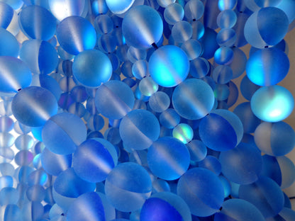 Mermaid Glass Beads 6mm 8mm 10mm 12mm Round Beads, Beautiful Matte Blue Beads Great Quality Beads, 15.5" Strand