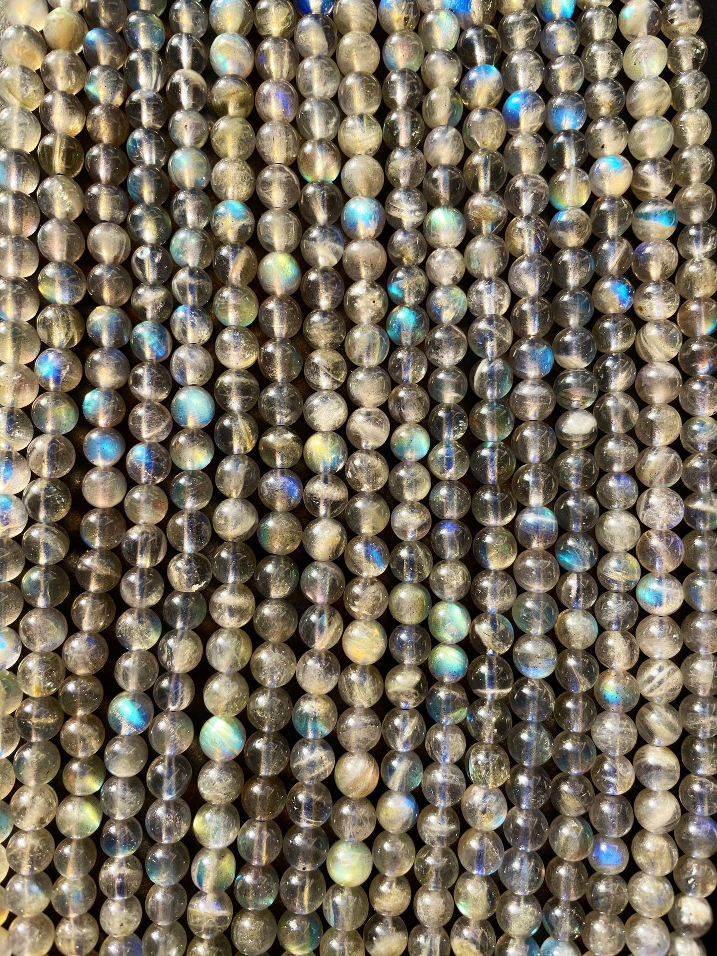 AAA Natural Blue Flash Labradorite Gemstone Bead 4mm-12mm Round Bead, Beautiful Natural Blue Flash Labradorite Gemstone Bead 15.5"