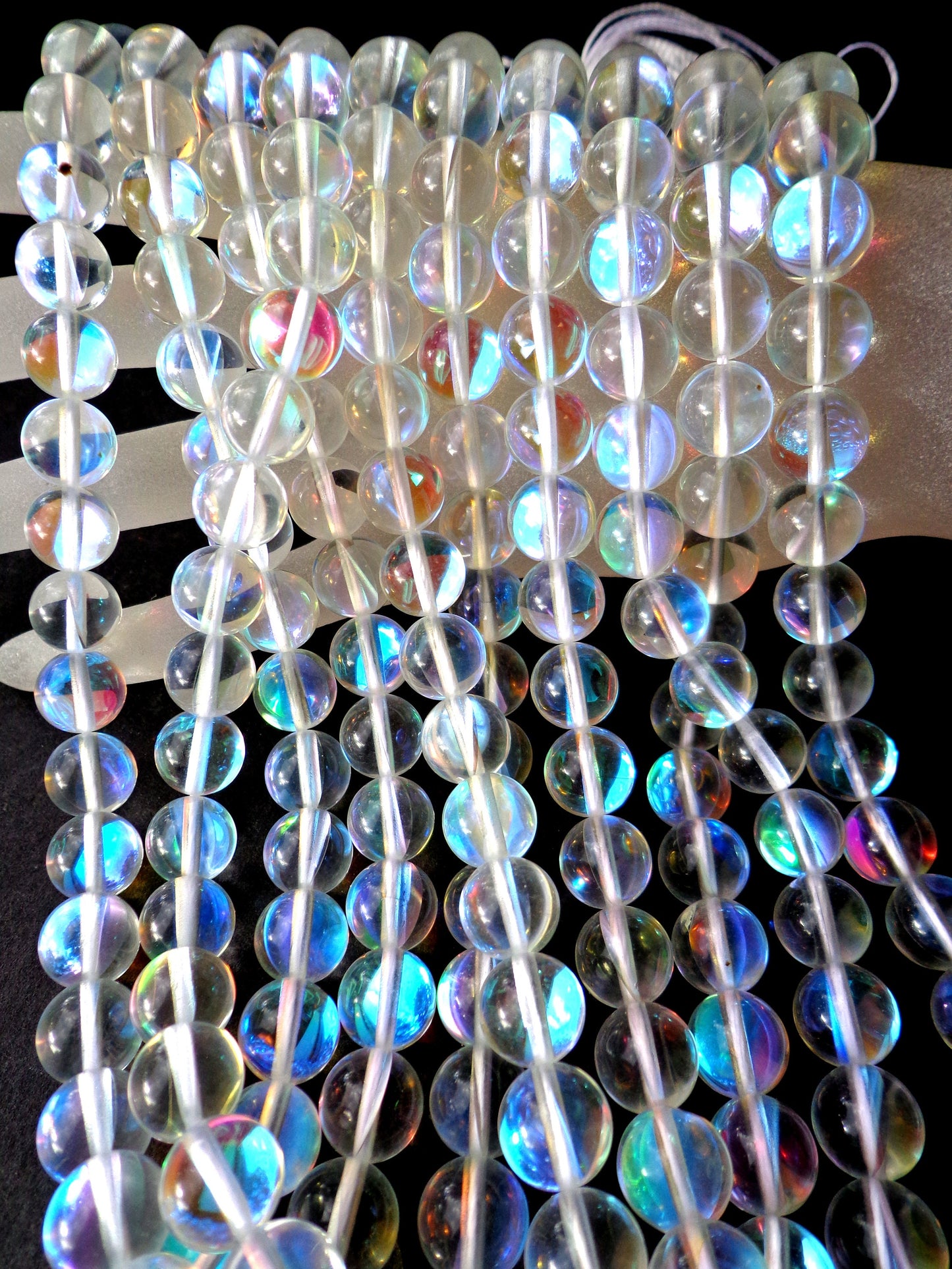 Mermaid Glass Beads 6mm 8mm 10mm 12mm Round Beads, Beautiful Rainbow Clear Beads, Great Quality Beads, Full Strand 15.5"