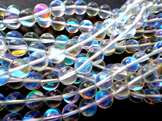 Mystic Aura Quartz Beads, 6mm,8mm,10mm,12mm beads, Round Beads, Beautiful Rainbow Clear Beads, Great Quality Beads, Full Strand 15.5 inches