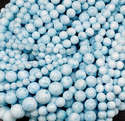 AAA+ Natural Hemimorphite Gemstone Bead 4mm 6mm 8mm 10mm 12mm Round Bead, Gorgeous Natural Blue Color Hemimorphite Gemstone Beads Full Strand 15.5"