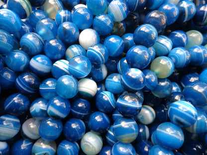 AAA Natural Agate Gemstone Beads, 6,8,10mm Smooth Round Shape Beads, Beautiful Blue Beads, Great Quality Bead! Full length 15.5"