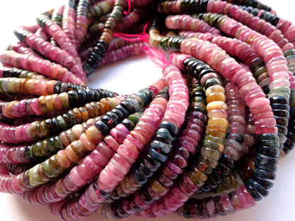 AAA Multicolor Natural Tourmaline Gemstone Beads, 6x2mm Smooth Rondelle Shape Beads, Great Quality gemstone 15.5” strand!