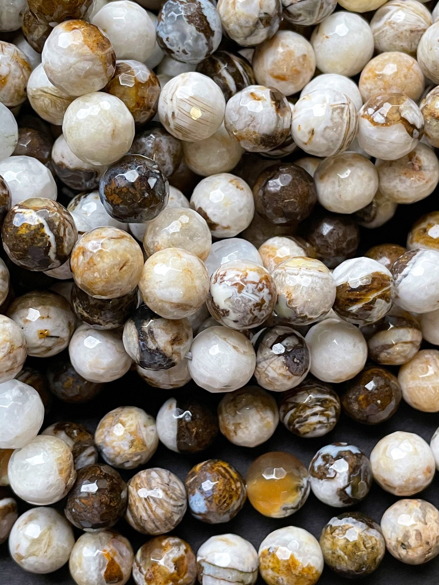 Natural Zebra Jasper Gemstone Bead Faceted 4mm 6mm 8mm 10mm 12mm Round Bead, Beautiful Natural Brown White Jasper Beads