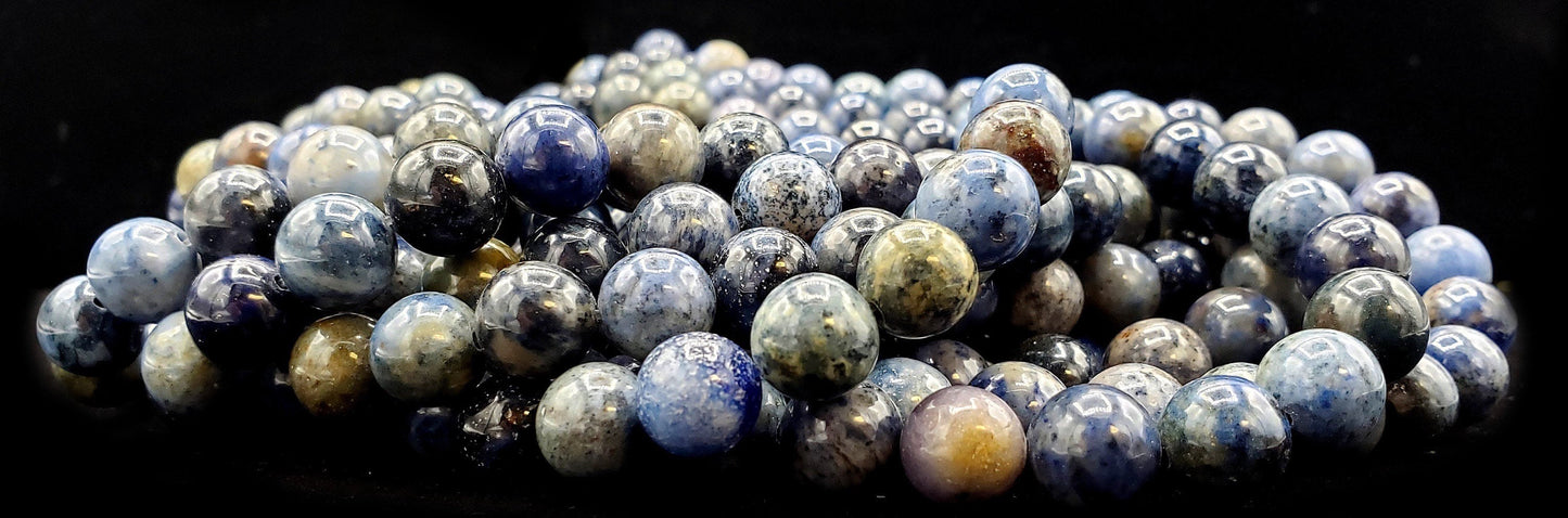 Natural Gemstone Sunset Sodalite 10mm Smooth Round Blue Orange Tone Full Strand 15.5" Great for JEWELRY making!