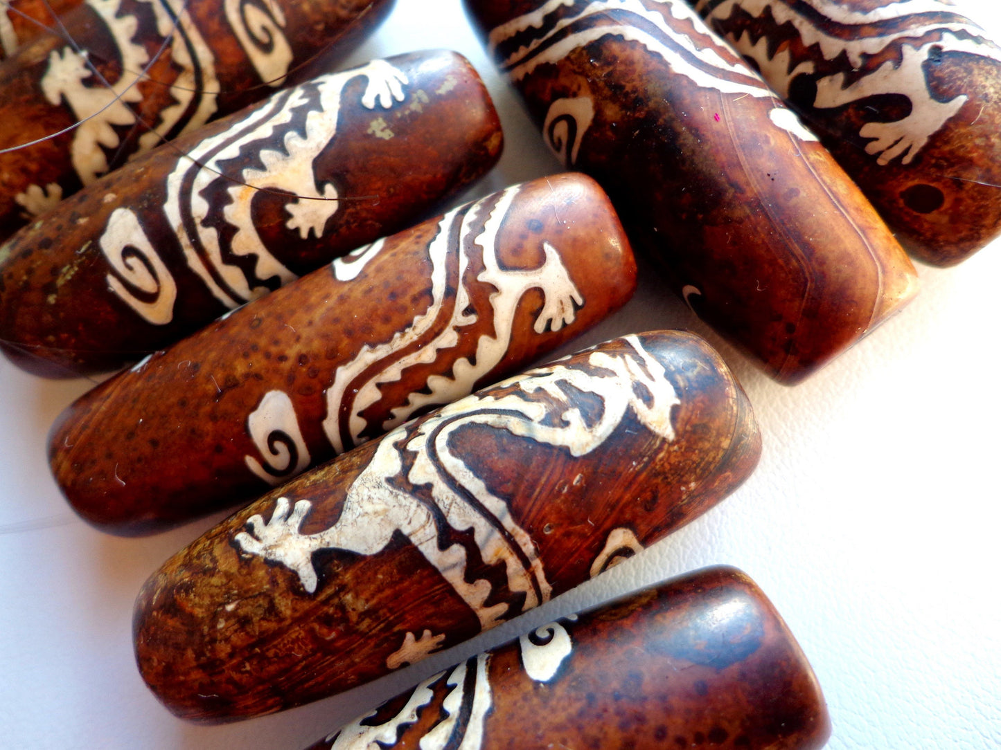 AAA Natural Tibetan Agate Gemstone Beads, Dragon Design, 40x11mm, Tube/Barrel Shape Beads, Beautiful Brown Beads, Great Quality Beads for Jewelry Making!!