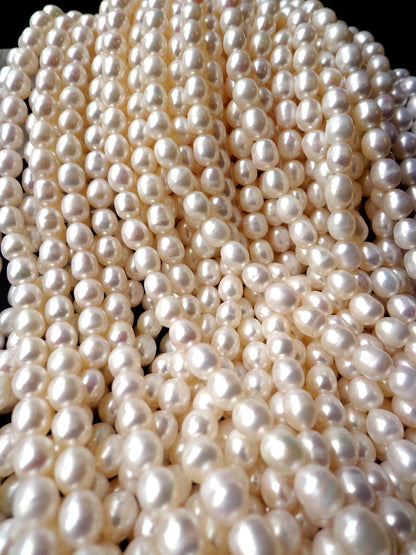 AAA Natural Freshwater Pearl Beads, 6mm, 7mm, 8mm, 9mm, Rice  Shape Beads, White Beads, Great Quality pearl Beads! Full strand !