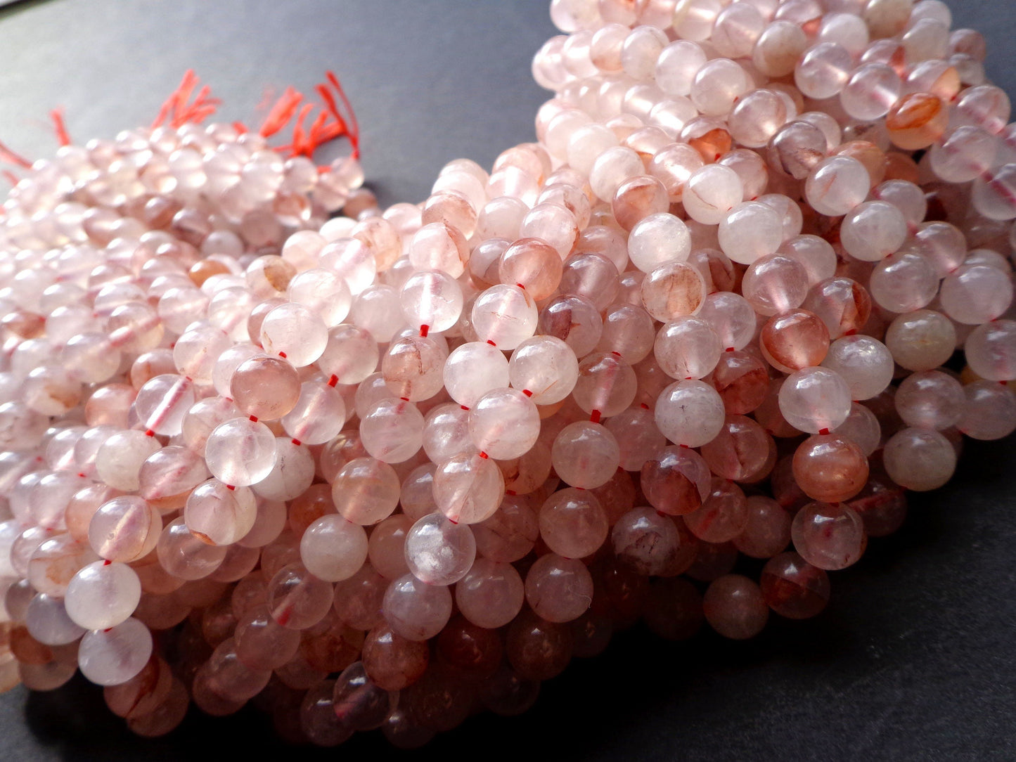 AAA Natural Red Cherry Quartz Gemstone Beads 4mm, 6mm,8mm,10mm,12mm beads, Smooth Round Shape, Petal Pink Beads, Full length 15.5 inches