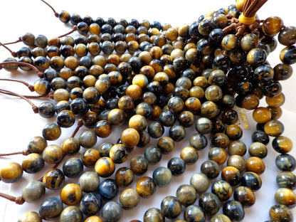LARGE HOLE BEAD! Natural Tiger Eye Gemstone Beads, 8mm, 10mm, 12mm, Round, Gorgeous Golden Gray Color, Quality Gemstone, Full Length 7.5"