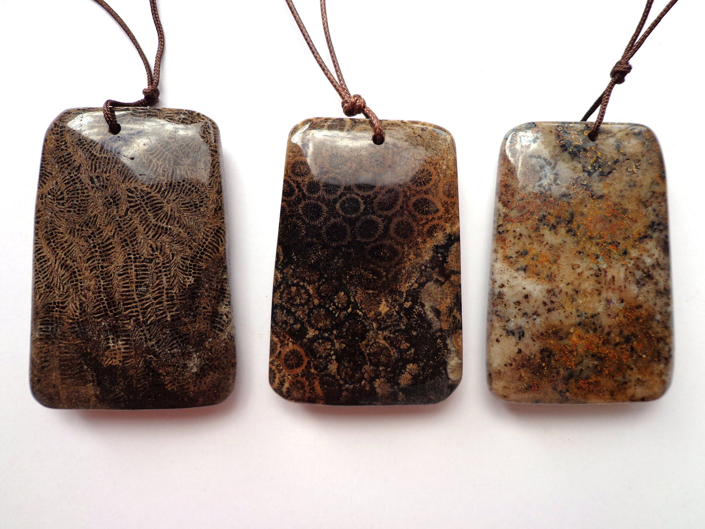 AAA Natural Black Fossil Coral Gemstone Pendant, 55x38mm Rectangle Shape Gemstone Pendants