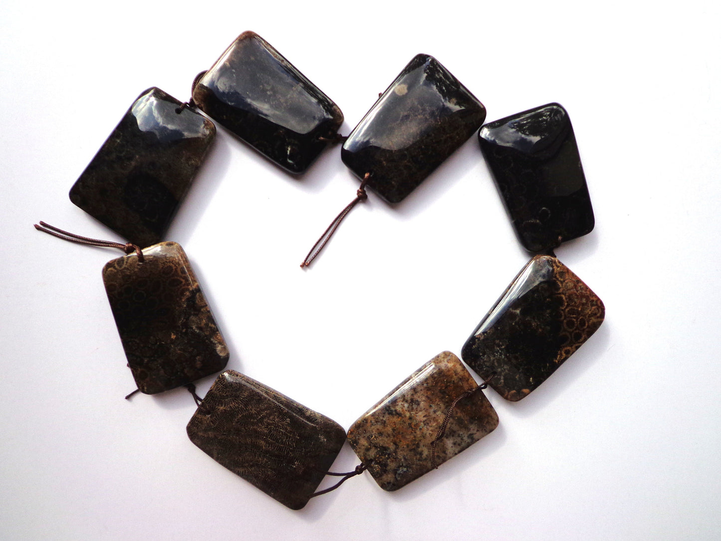 AAA Natural Black Fossil Coral Gemstone Pendant, 55x38mm Rectangle Shape Gemstone Pendants