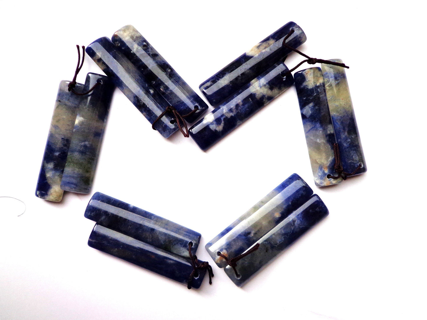 AAA Natural Sodalite Gemstone Earrings, 13x55mm Rectangle Shape Earrings, Beautiful Blue Earrings, Great Quality Gemstone Jewelry!