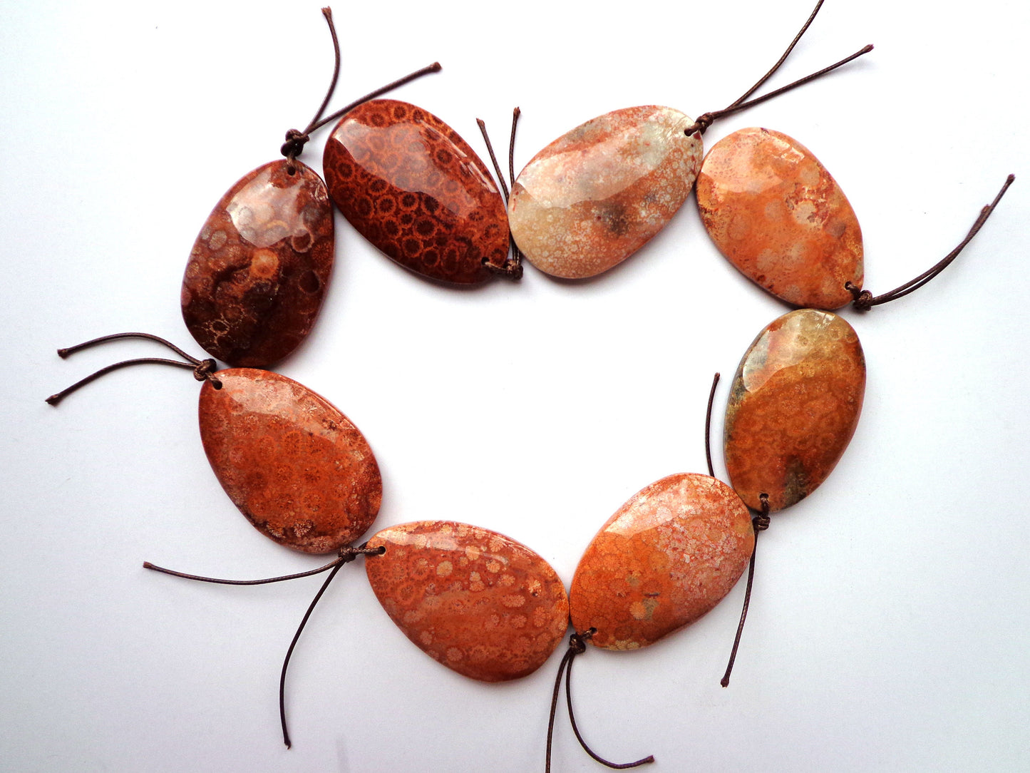 AAA Natural Red Fossil Coral Gemstone Pendant, 53x33mm Teardrop Shape Gemstone Pendant, Beautiful Red Orange Color Fossil Coral Pendant