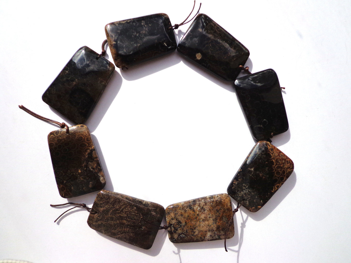 AAA Natural Black Fossil Coral Gemstone Pendant, 55x38mm Rectangle Shape Gemstone Pendants