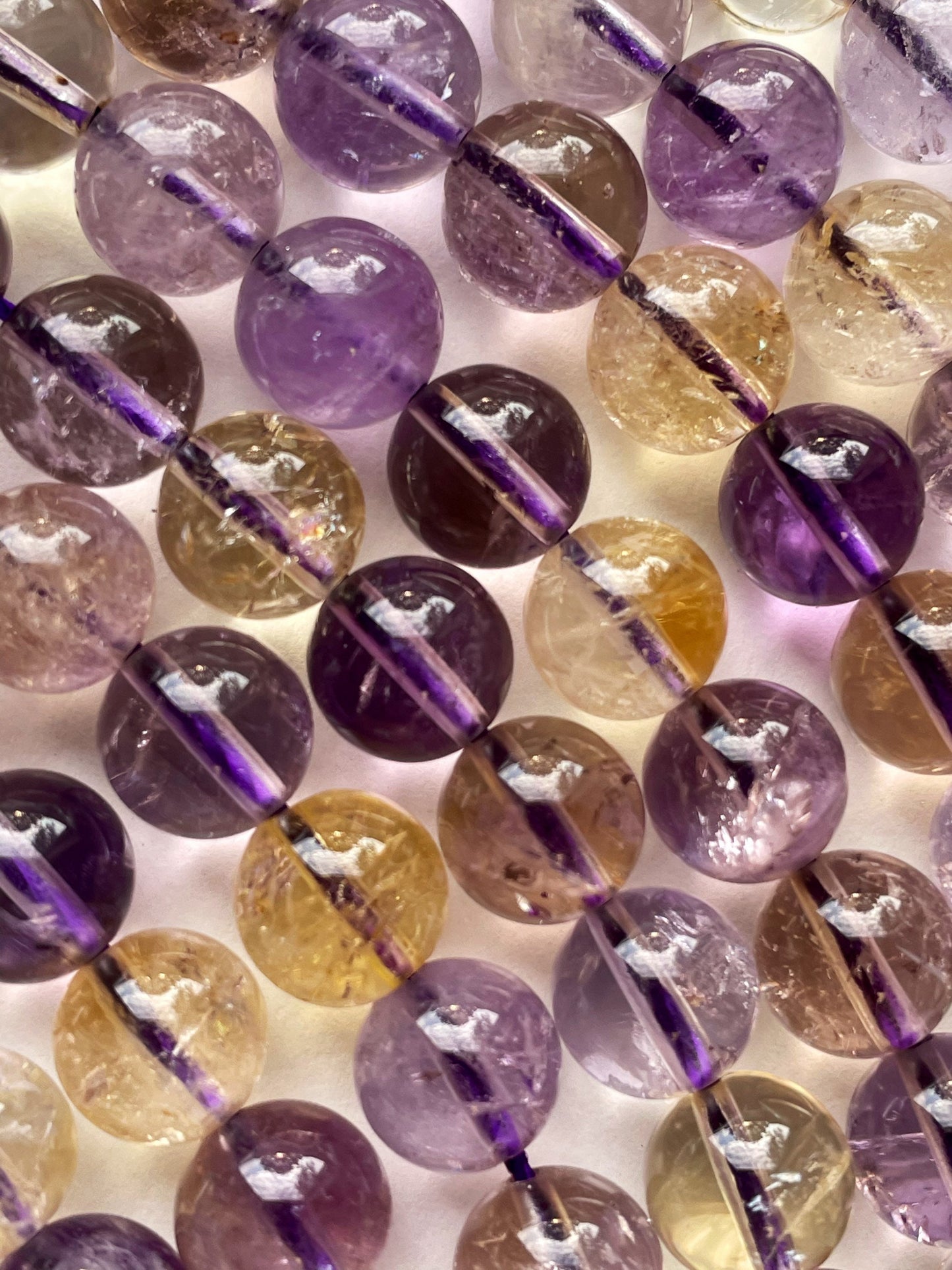 AAA Natural Ametrine Gemstone Bead 6mm 8mm 10mm 12mm Round Bead, Beautiful Yellow Purple Color Ametrine Gemstone Bead