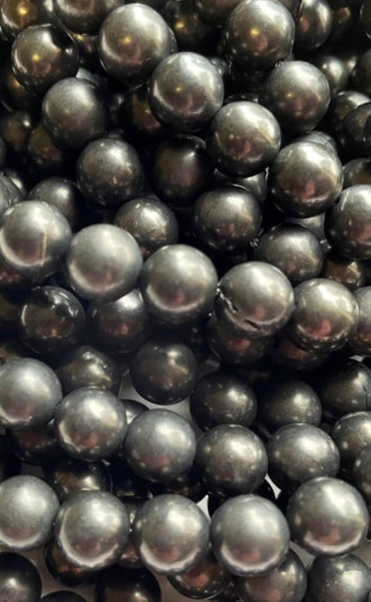 Natural Shungite Gemstone Beads 4mm 6mm 8mm 10mm 12mm Round Beads, Beautiful Natural Black Color Gemstone Bead