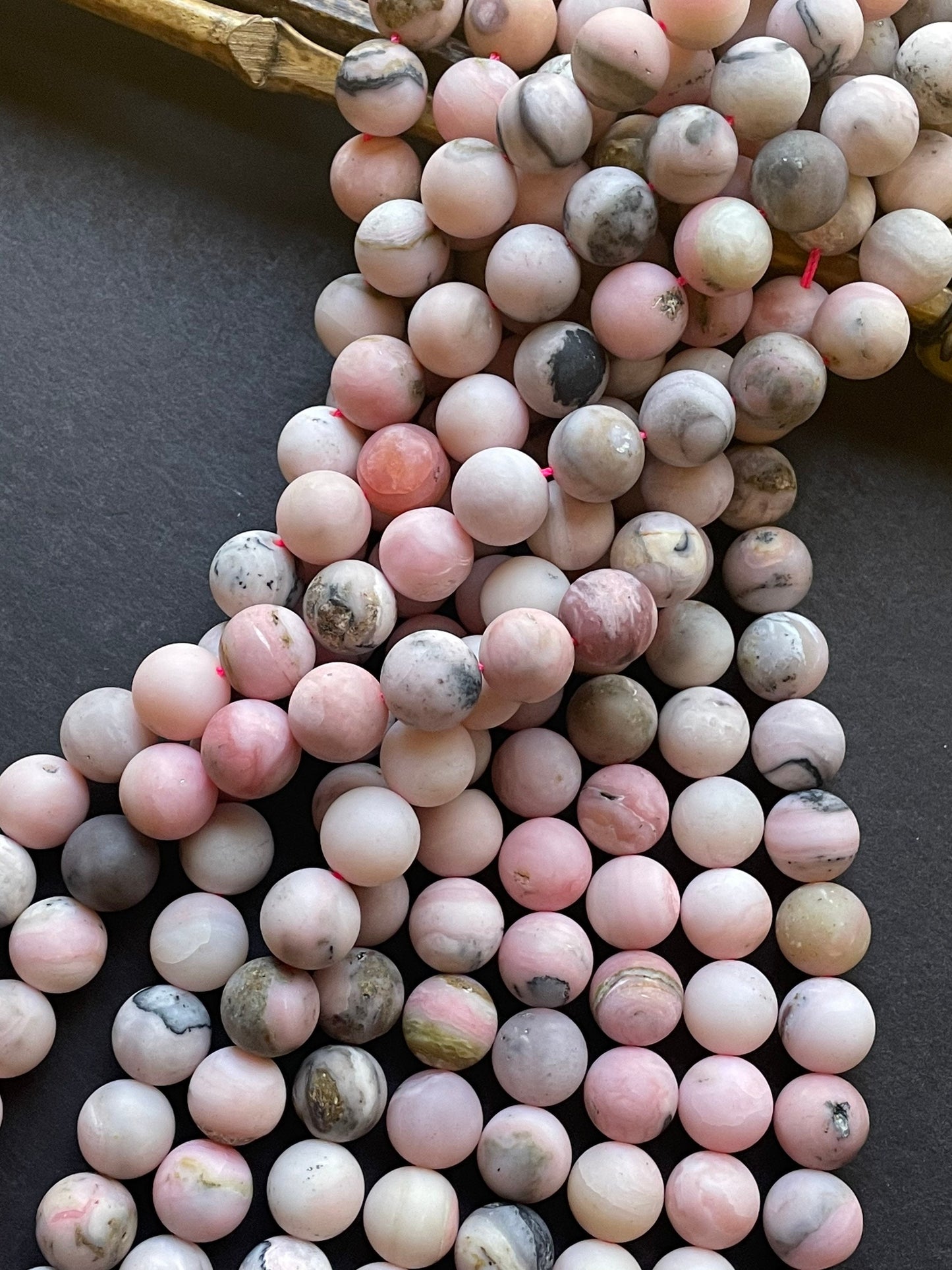 AAA Natural Pink Opal Gemstone Bead 6mm 8mm 10mm 12mm Matte Round Bead, Gorgeous Natural Pink Brown Color Pink Opal Gemstone Bead Full Strand 15.5"
