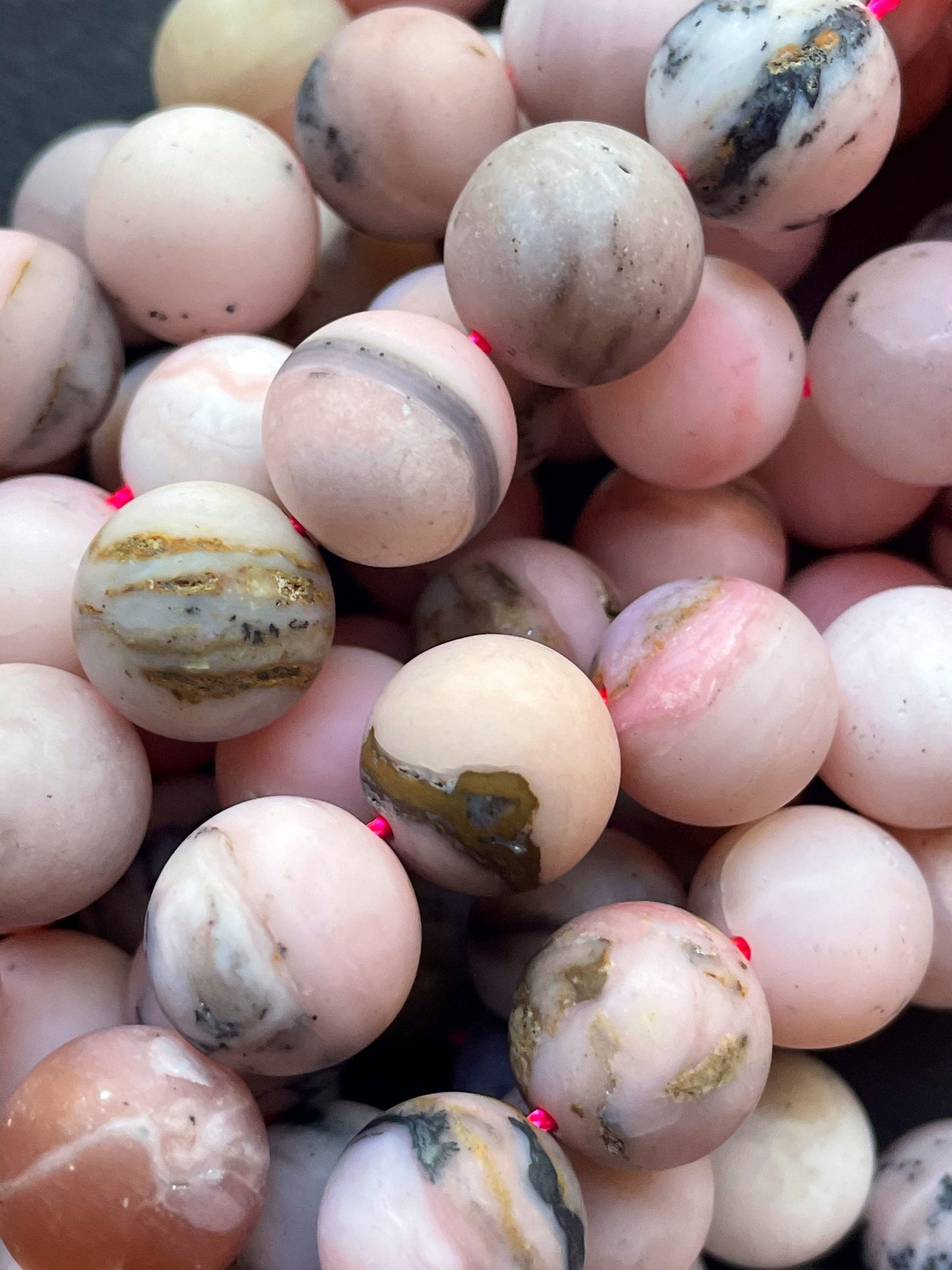 AAA Natural Pink Opal Gemstone Bead 6mm 8mm 10mm 12mm Matte Round Bead, Gorgeous Natural Pink Brown Color Pink Opal Gemstone Bead Full Strand 15.5"