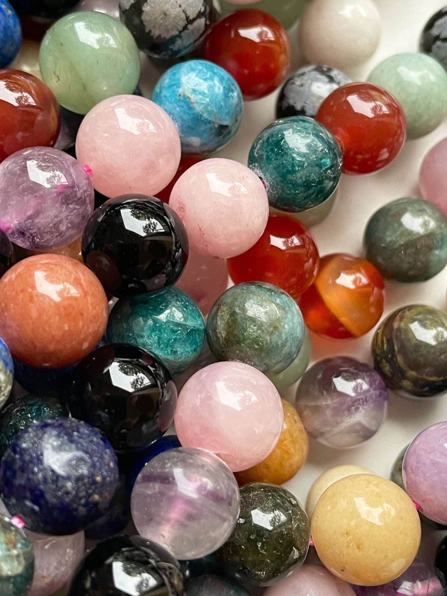 Natural Mixed Multi Gemstone Beads 6mm 8mm 10mm Round Bead, Natural Multicolor Mixed Gemstones Beads, Full Strand 15.5"