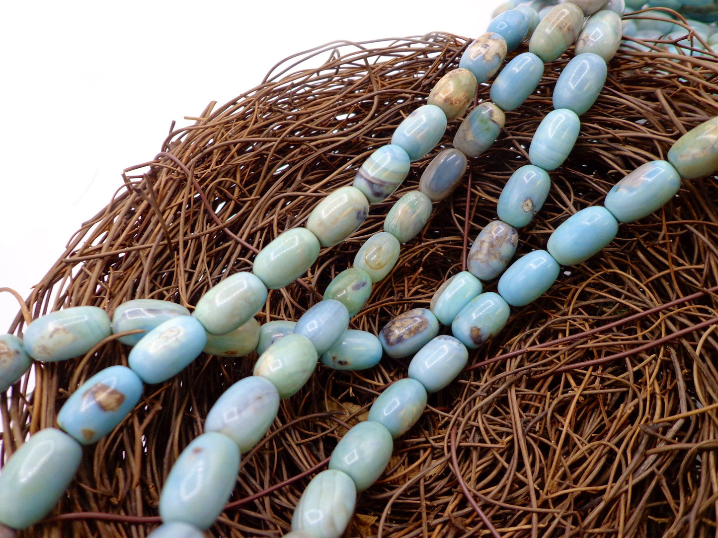 NATURAL Gemstone Sky Blue Dragon Skin Agate, Tube Shape 12x8mm,Full Strand 16" Great for making JEWELRY! Not treated in anyway!