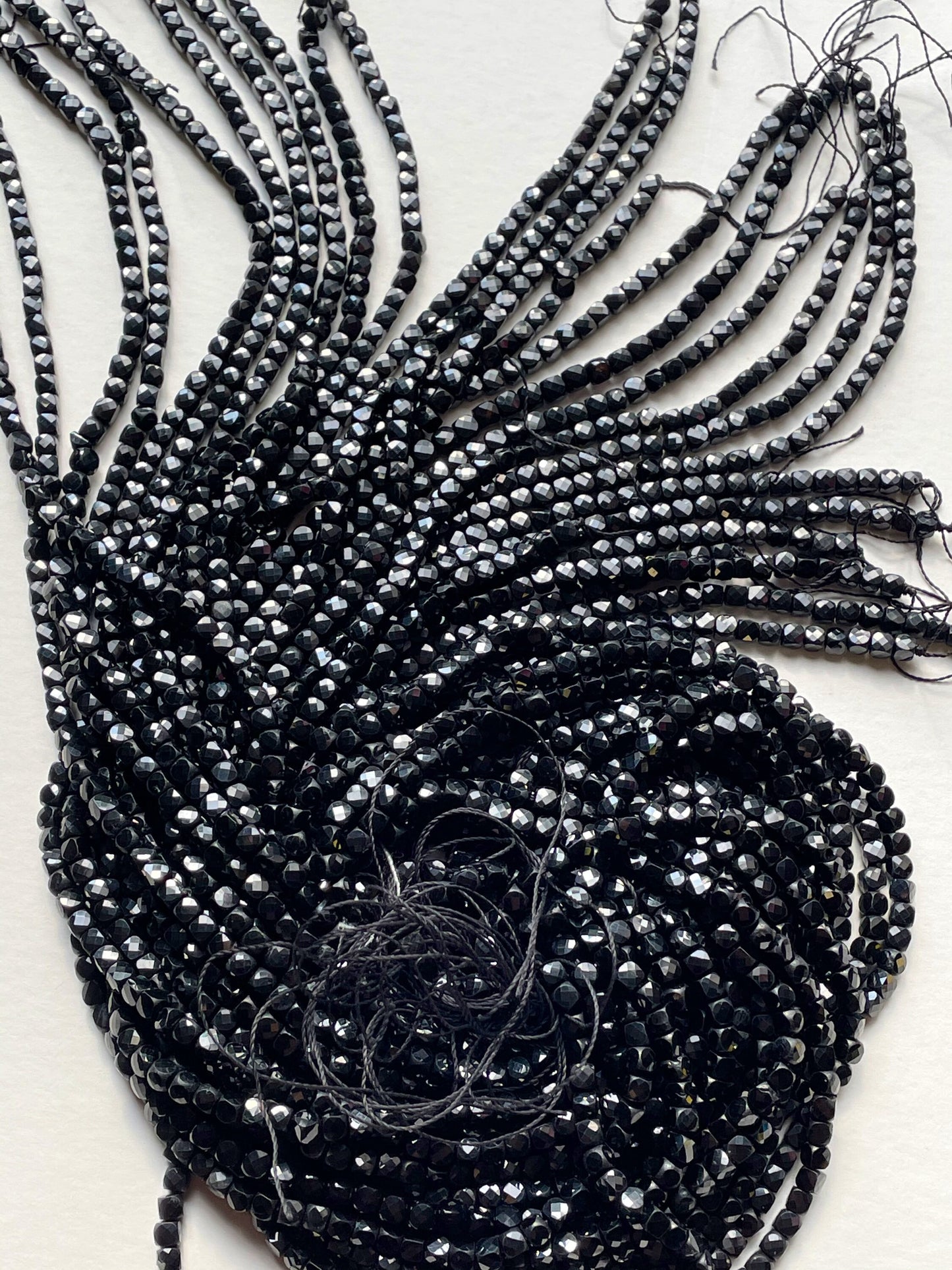 AAA Natural black spinel . Faceted 4mm square shape bead . Gorgeous natural black color spinet gemstone bead . Full strand 15.5” strand