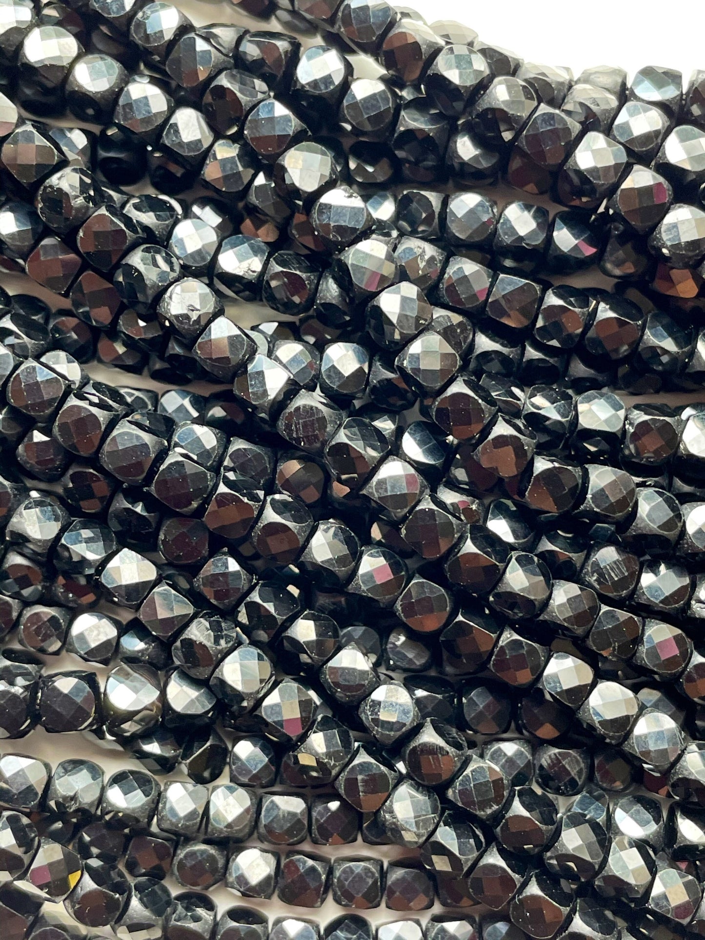 AAA Natural black spinel . Faceted 4mm square shape bead . Gorgeous natural black color spinet gemstone bead . Full strand 15.5” strand
