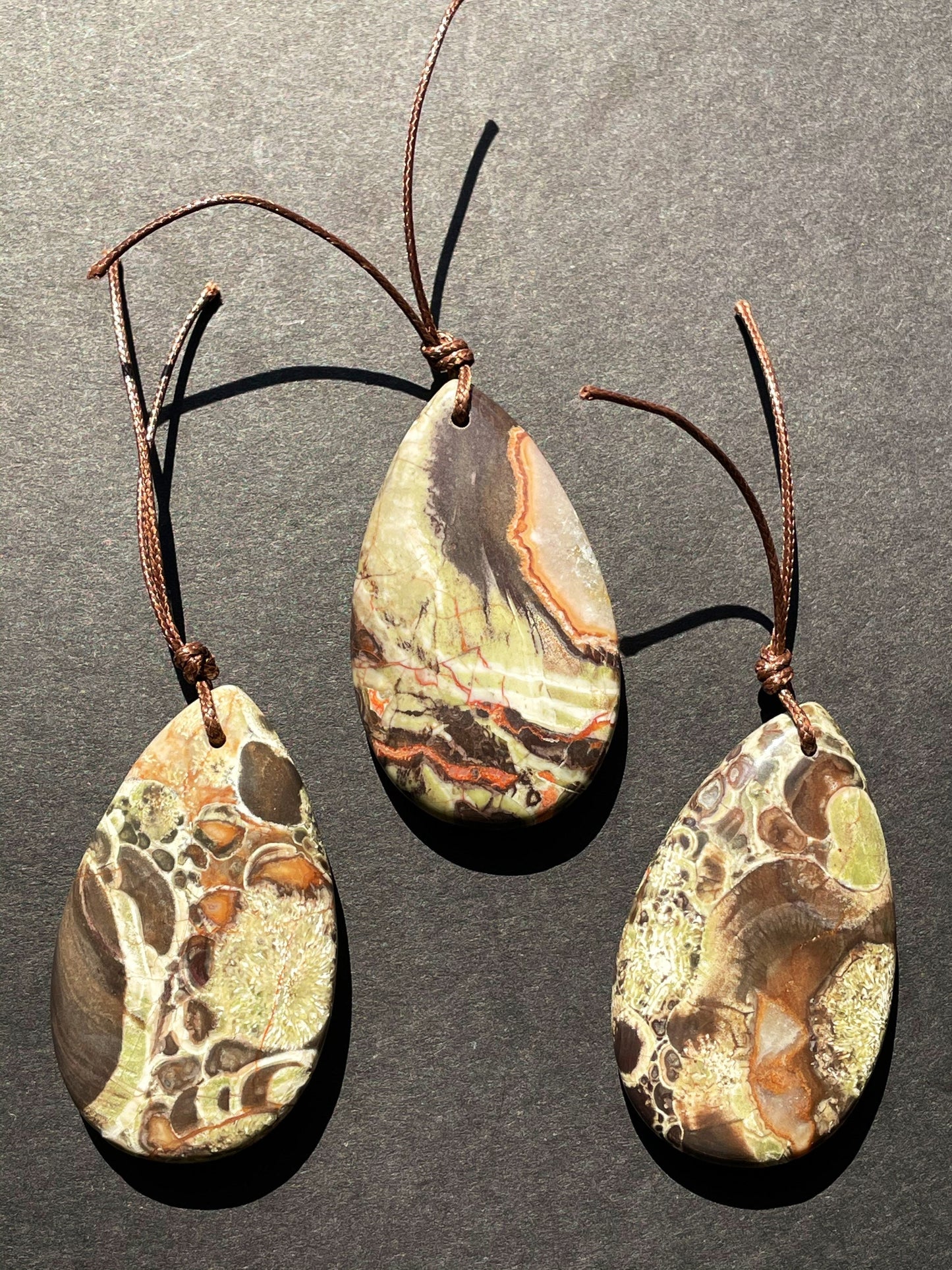 Natural Ocean Jasper Gemstone Pendant 30x50mm Teardrop Shape