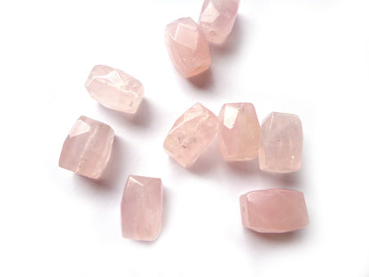 Natural Gemstone Rose Quartz bead, Rectangle Faceted, 15x11mm, Gorgeous natural pink color, Rose Quartz LOOSE BEAD