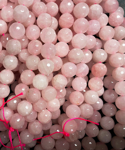 Natural Rose Quartz Gemstone Bead Faceted 4mm 6mm 8mm 10mm 12mm Round Bead, Gorgeous Natural Pink Color Rose Quartz Beads