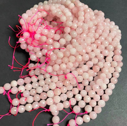 Natural Rose Quartz Gemstone Bead Faceted 4mm 6mm 8mm 10mm 12mm Round Bead, Gorgeous Natural Pink Color Rose Quartz Beads