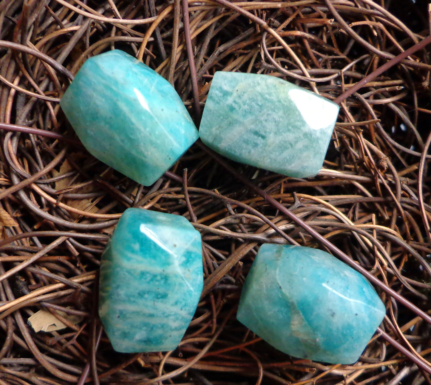 NATURAL Gemstone Russian Amazonite, Rectangle Faceted, 15x11mm, Beautiful Teal Color! Great Quality Gemstone! LOOSE BEADS.