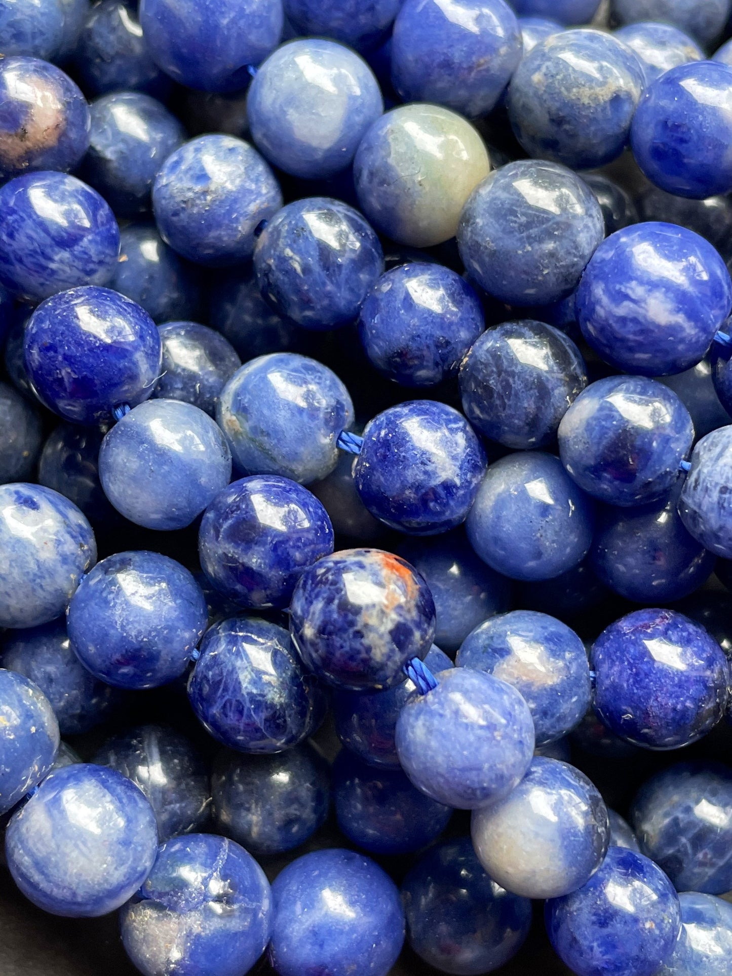 AA Natural Sodalite Gemstone Bead 6mm 8mm 10mm 12mm Smooth Round Bead, Beautiful Royal Blue Color Sodalite Gemstone Beads, Full Strand 15.5"
