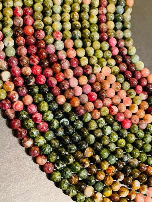 AAA Natural Tourmaline Gemstone Bead 5mm Round Beads, Gorgeous Multicolor Watermelon Tourmaline Gemstone Beads