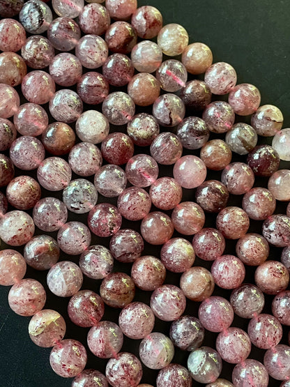 AAA Natural Strawberry Quartz Gemstone Beads 6mm 8mm 10mm Round Beads, Gorgeous Natural Dark Red Pink Color Gemstone Bead, Full Strand 15.5"