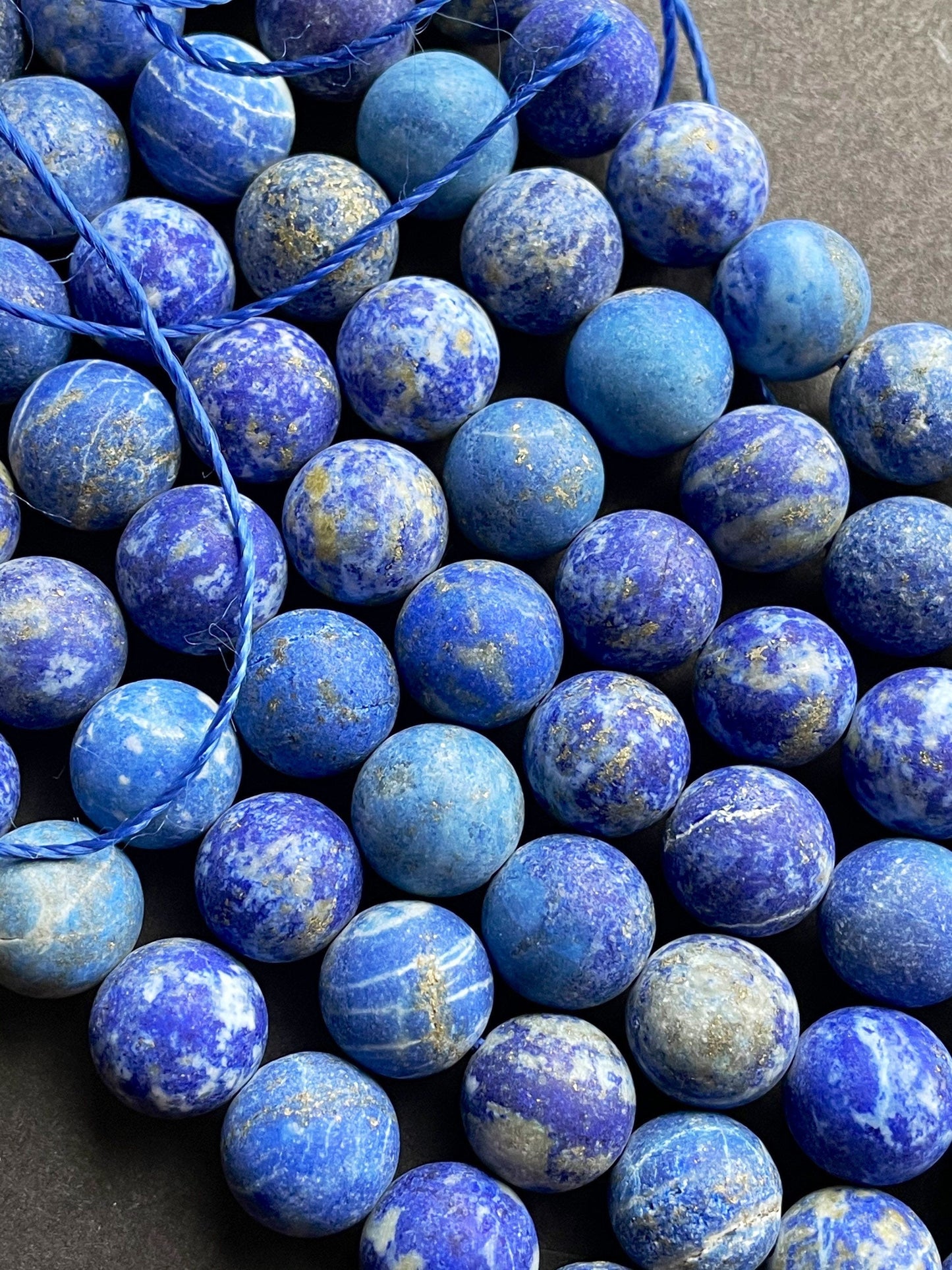 AAA Natural Matte Lapis Lazuli Gemstone Bead 4mm 6mm 8mm 10mm 12mm Round Bead, Gorgeous Natural Blue Lapis Lazuli Gemstone Bead 15.5"