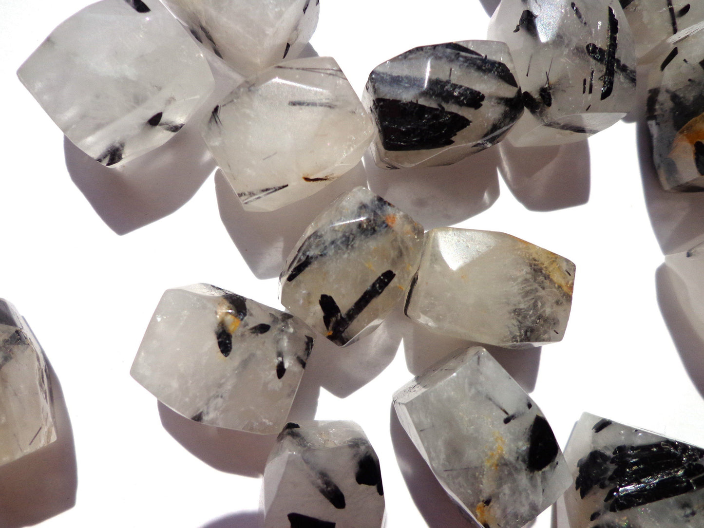 NATURAL Gemstone Tourmalated Quartz, Rectangle Faceted, 15x11mm, Beautiful White Color! Great Gemstone Quality!!