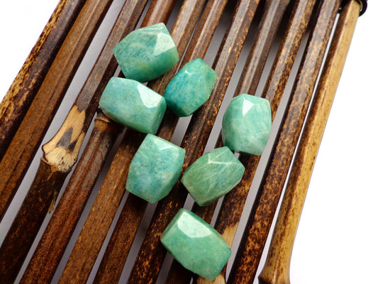 NATURAL Gemstone Russian Amazonite, Rectangle Faceted, 15x11mm, Beautiful Teal Color! Great Quality Gemstone! LOOSE BEADS.