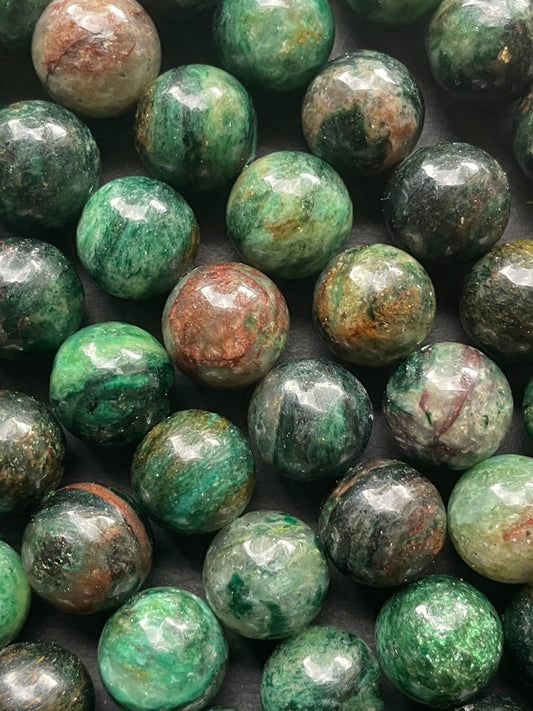 Beautiful Emerald Gemstone Bead 6mm 8mm 10mm Round Bead, Gorgeous Natural Dark Green Color Emerald Gemstone Bead Full Strand 15.5”