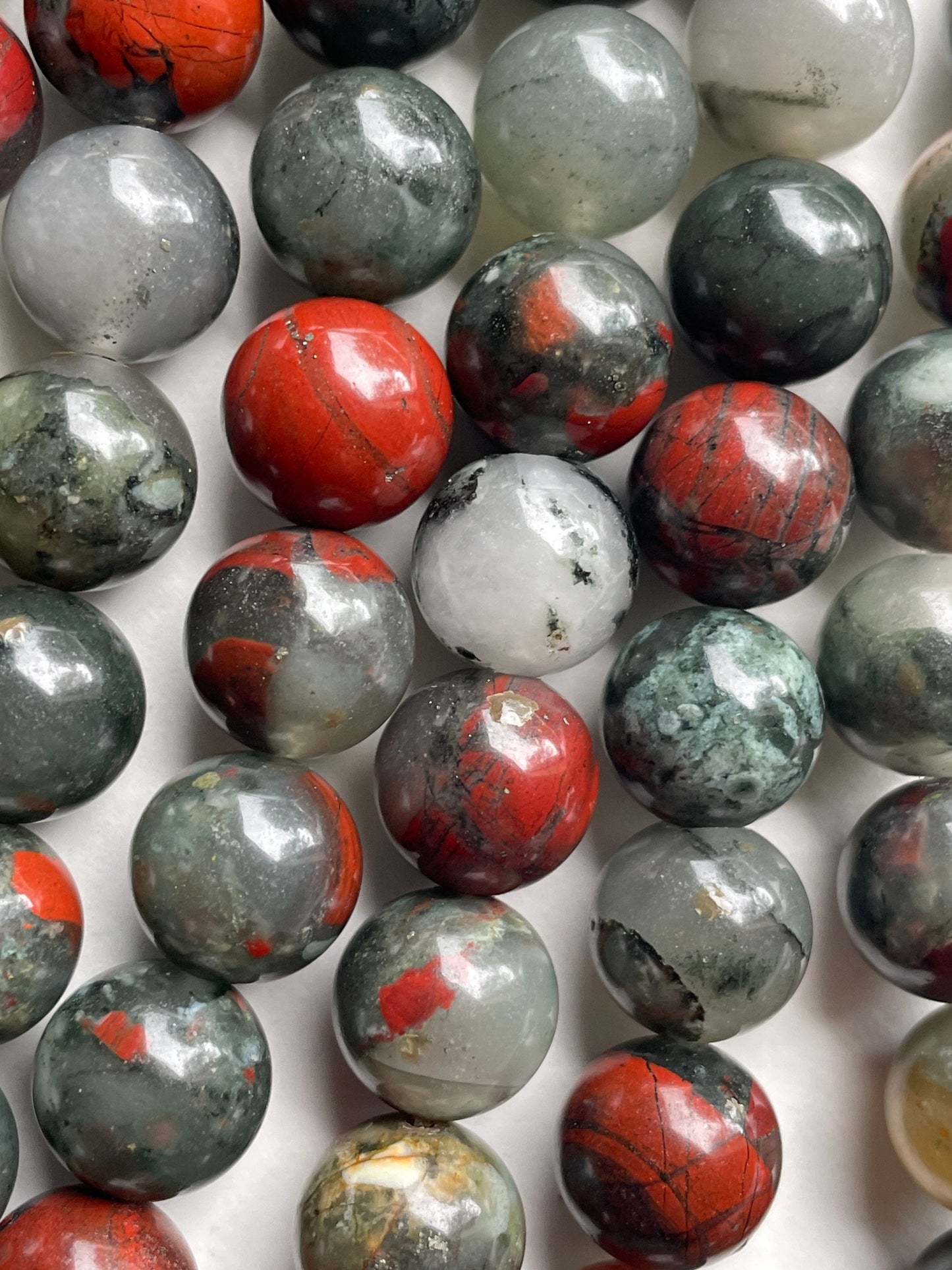 Natural African Bloodstone Gemstone Bead 4mm 6mm 8mm 10mm 12mm Round Bead, Beautiful Gray Red Color Bloodstone Gemstone Bead, Full Strand 15.5"